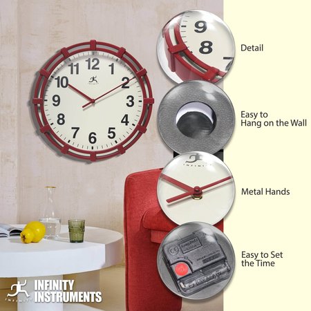 Infinity Instruments Skipper 16 in. Wall Clock Red 20309RD-4547
